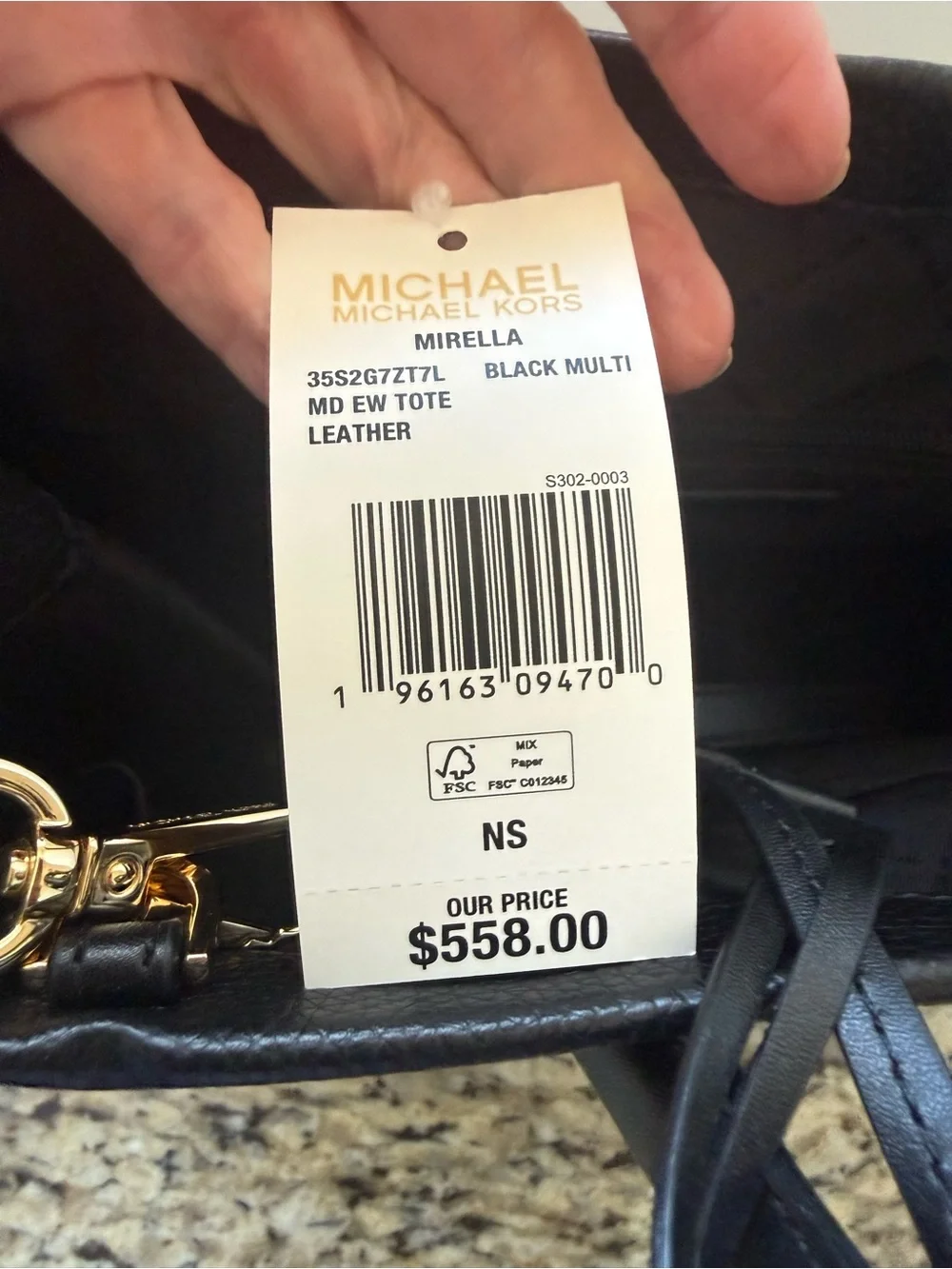 Michael Kors Black Leather Logo Tote - Picture 2 of 4